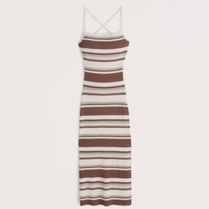 Abercrombie & Fitch Brown and White Striped Midi Dress